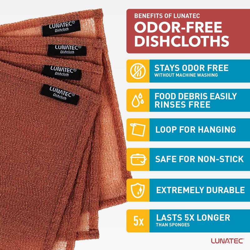 Lunatec Odor-Free Kitchen Dishcloths. A Scrubber and scouring pad for All Surfaces. (4-Pack) - Image 2